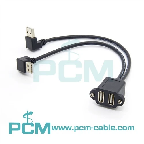 Skrúfaborðfesting Dual USB2.0 Framlengingargagnasnúra