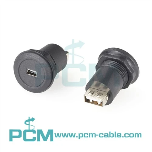 USB Mini B tengi til USB A Jack kringlótt millistykki fyrir pallfestingu