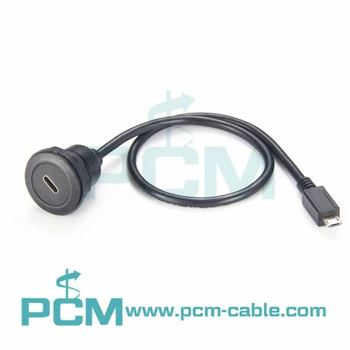 USB3.1 Type-C kvenkyns til Micro USB Type-B karlkyns pallborðsfestingarsnúra