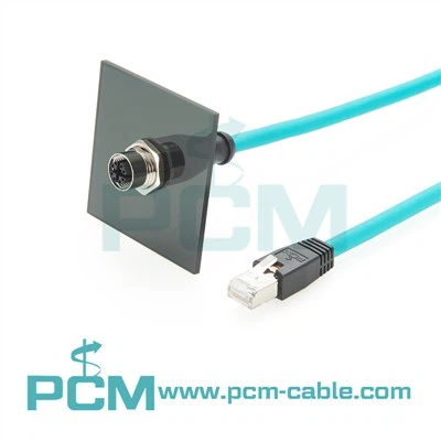 M12 X Code 8 Statuðu kvenkyns til RJ45 CAT6A snúru fyrir iðnaðar stýrivél skynjara PROFIBUS Network Automation forrit